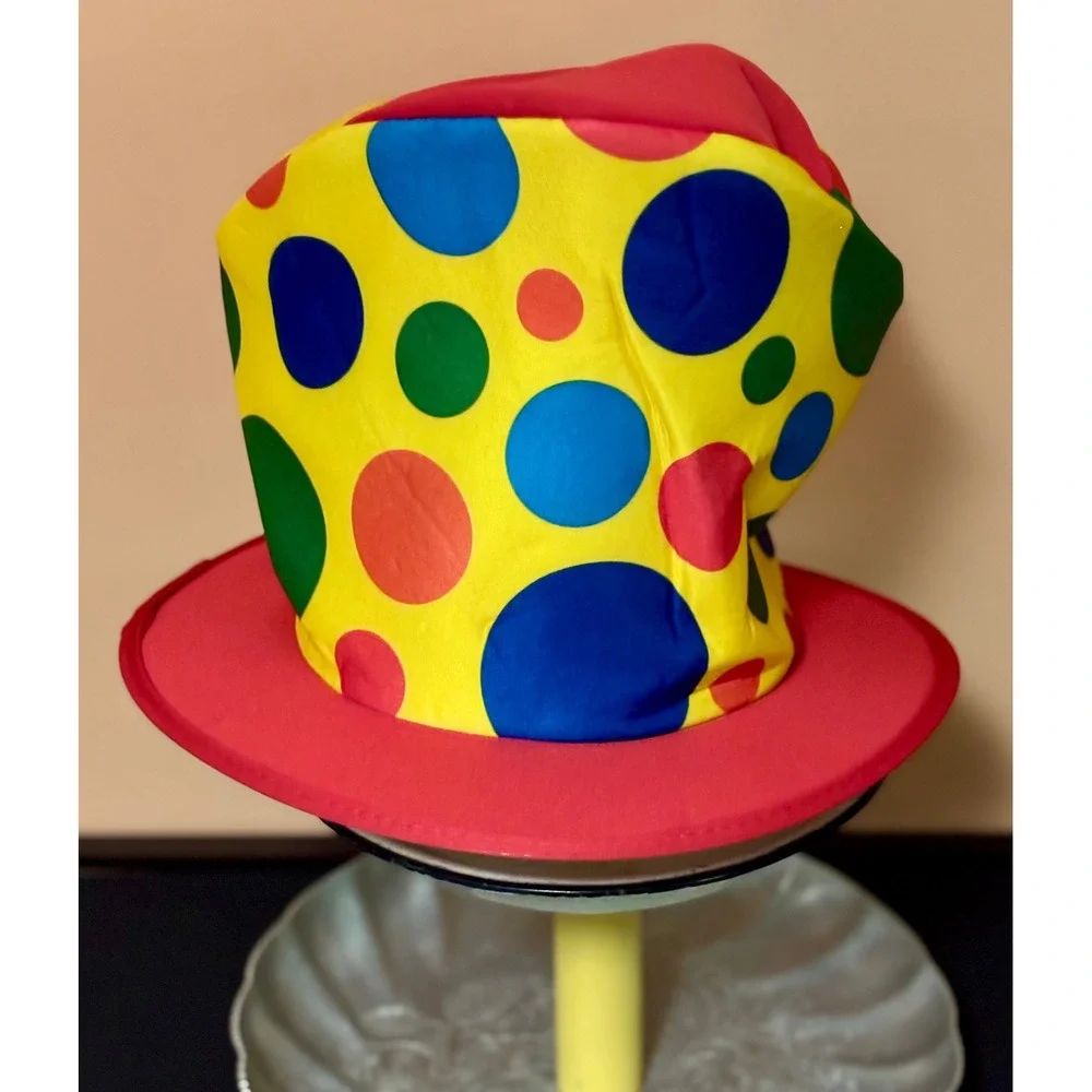 Clown Costume Accessory Set Polka Dot Top Hat Necktie Bow Tie Red Nose Halloween